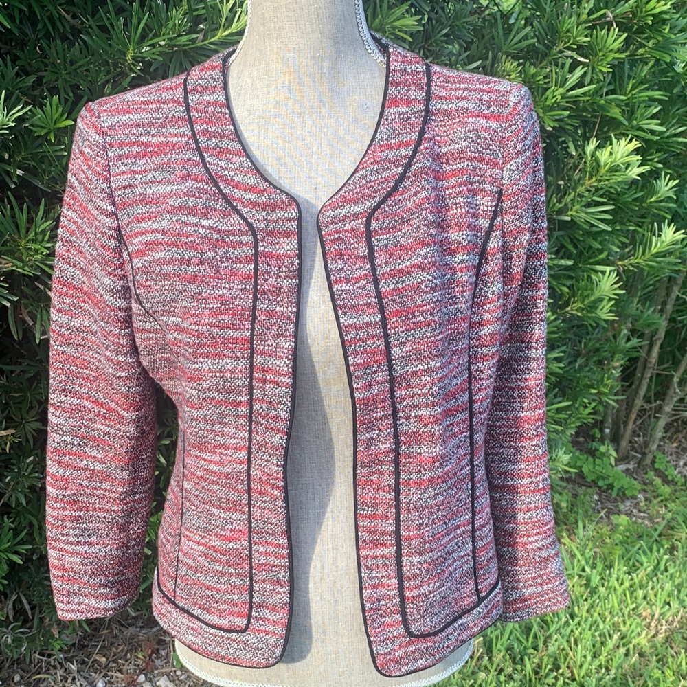 Kasper Women's Red and Gray Jacket 12 Petite
